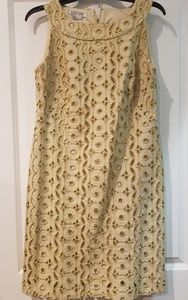 Beige with Gold Detailing Sleeveless Dress